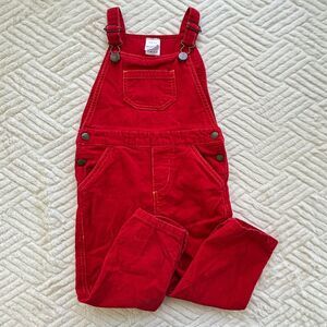 Hanna Andersson Kids Size 3T Red Corduroy Overalls Holiday Winter Outfit 90cm